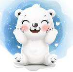 3D Cute Happy Polar Bear Clipart with Watercolor ...